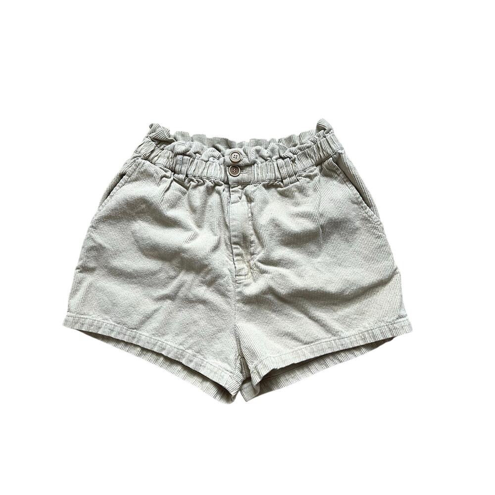 Paperbag Waist Linen Blend Shorts M Beige High Rise Neutral Summer Minimalist